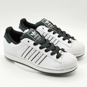 Adidas Superstar II Shell-Toe Sneakers Size 10 White‎ White Black JH5469, NEW